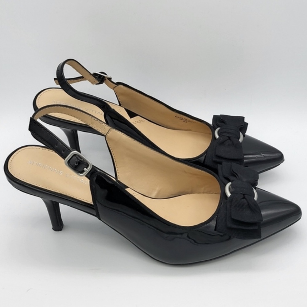 Adrienne Vittadini Black Bow Slingback Heels